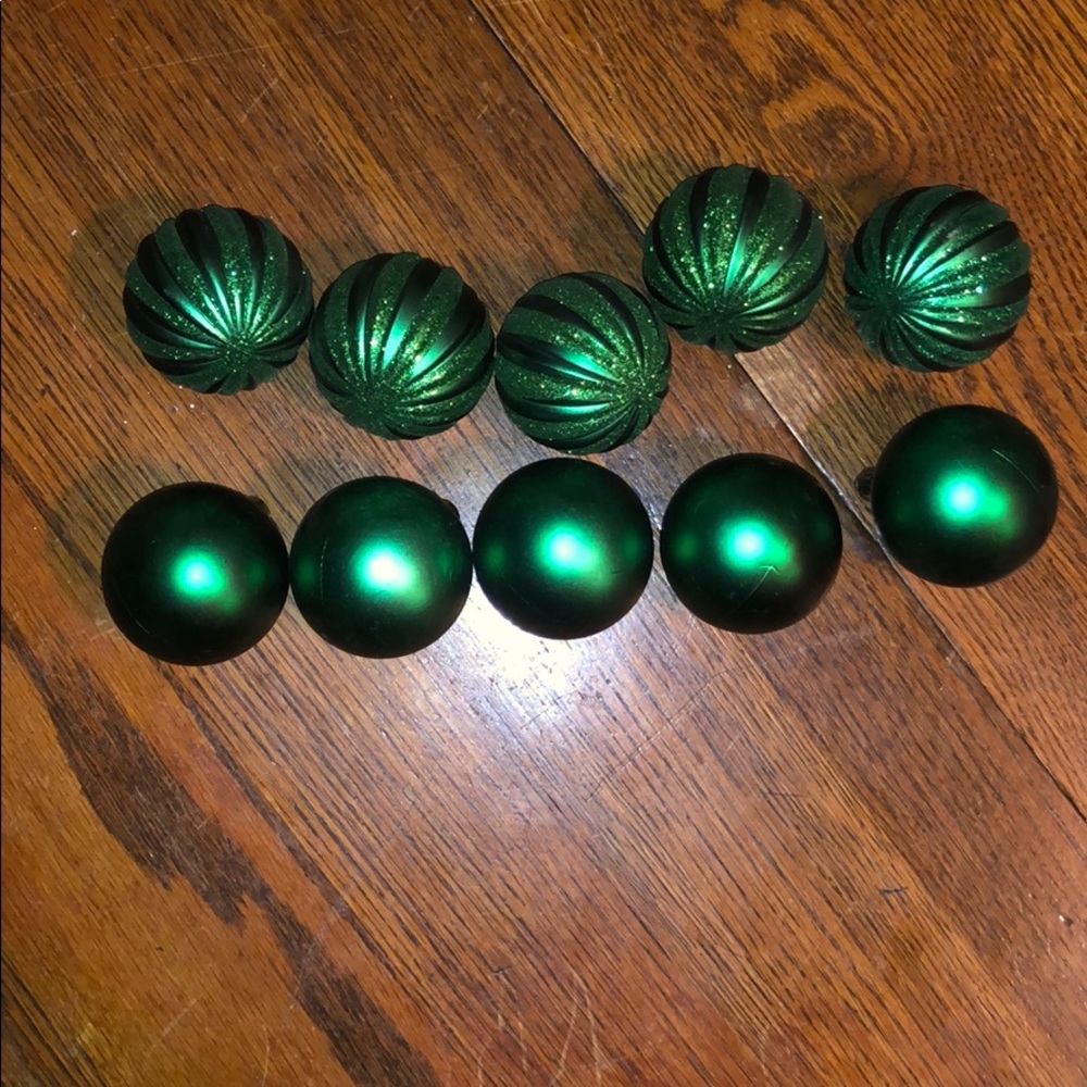 Set of 12 Green Ornaments